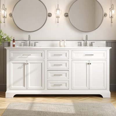 Heritage 72" Double Sink Bathroom Vanity with Marble Top and Backsplash