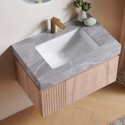 Luxstone Modern Vanity with Sintered Stone Countertop and Ceramic Basin