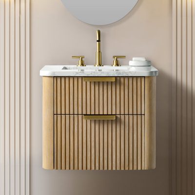 Liljan 24" Wall-Mounted Single Bathroom Vanity with Engineered Stone Top