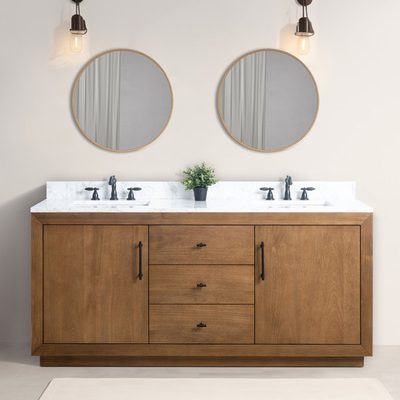 Avignon 72" Double Sink Freestanding Bathroom Vanity with Engineered Marble Top