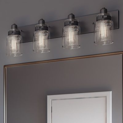 4-Light Dimmable Vanity Light with Clear Glass Shades