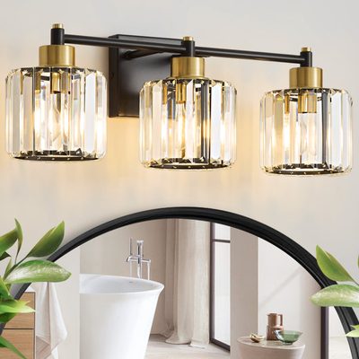 Berto 3-Light Dimmable Vanity Light with Crystal Shades