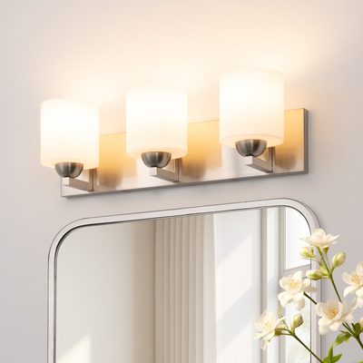 Lepe Metal Vanity Light with Opal Glass Shades