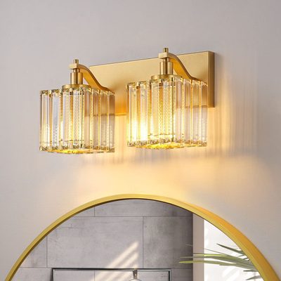 Dimmable Vanity Light with Crystal Shade