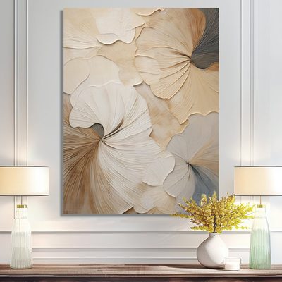 Beige Minimalism Elegance in Bloom, Flowers Canvas Print