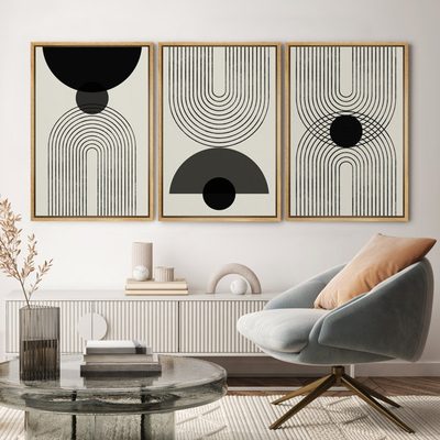 Mid Century Modern Black and White Minimalist Abstract Home