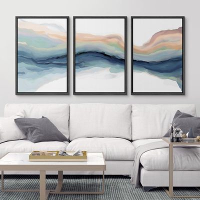 Pastel Watercolor Blue Paint Stroke Abstract Landscape