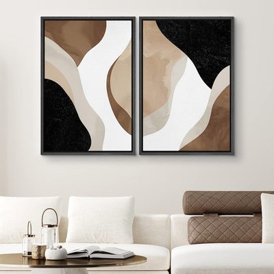 Watercolor Tan Brown Waves Organic Modern Abstract