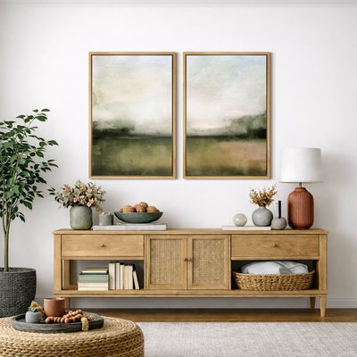 Minimal Landscape Muted Green Watercolor