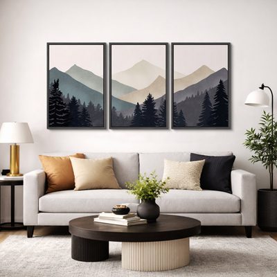 Sun Mountain Landscape Abstract Neutral Forest