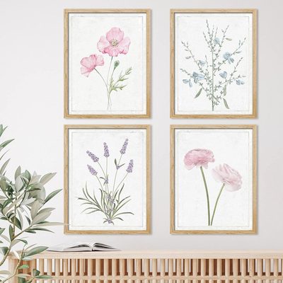Vibrant Wildflower Idea4wall Framed Lavender Rose Daisy
