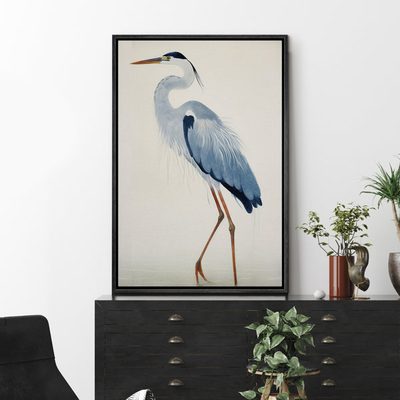 Crane Heron Bird Vibrant Watercolor Blue Heron