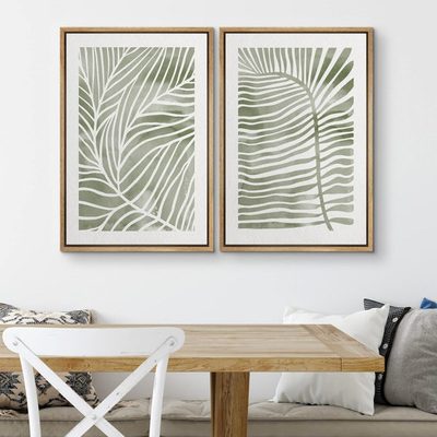 Abstract Botanical Faded Sage Green Tropical Palm Tree