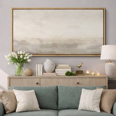 Minimal Landscape, Muted Abstract Framed Canvas Print