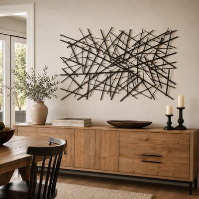 Dark Gray Metal Overlapping Lines Geometric Wall Decor