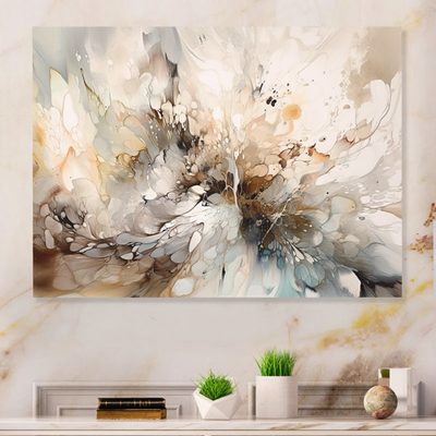 White and Grey Geometric Depths I, Abstract Canvas Print