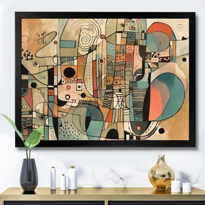 Golden Mid Century Boho Drawing Abstract Minimalism