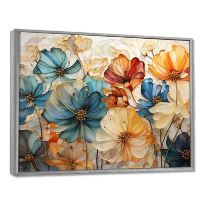 Teal Orange Petal Mosaics II Abstract Botanicals