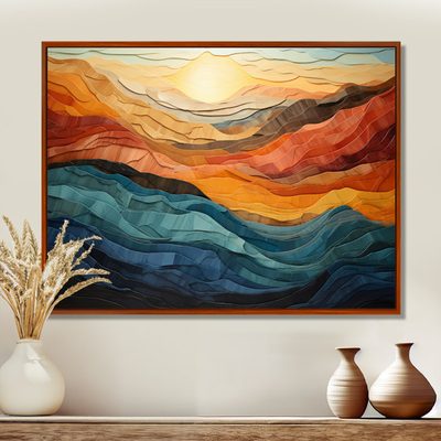 Coral Teal Bold Mountains Landscape Mountain