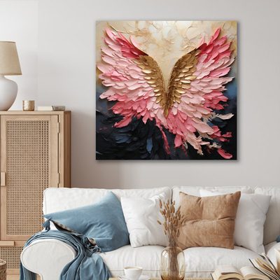 Pink and Gold Angel Wings Abstract Spirals