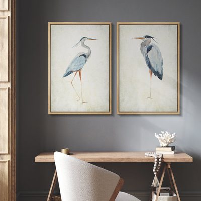 Blue Heron Bird Portrait Coastal Beach Decor