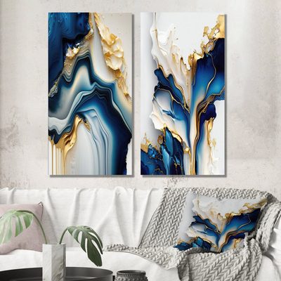 Abstract Geode Gold and Blue Marble Abstract Marble
