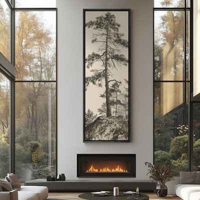 Vintage Pine Tree Drawing Classic Country Rustic