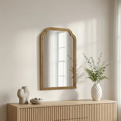 Ancalin Solid Wood Arched Wall Mirror
