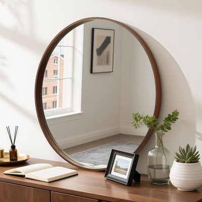Karrina Accent Wood Round Mirror