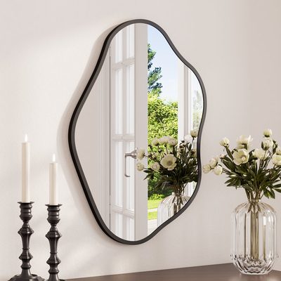 Irregular Wall Mirror with Metal Frame