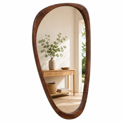Solid Wood Irregular Accent Wall Mirror