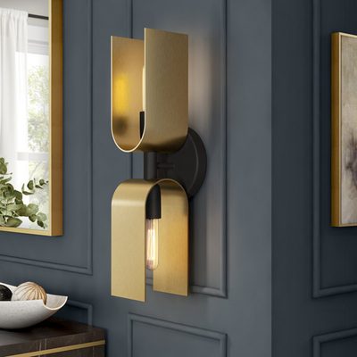 Taunton 2-Light Dimmable Matte Black and Brushed Gold Sconce