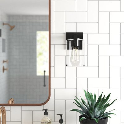 Hicklin 1-Light Dimmable Wall Sconce with Clear Glass Shade