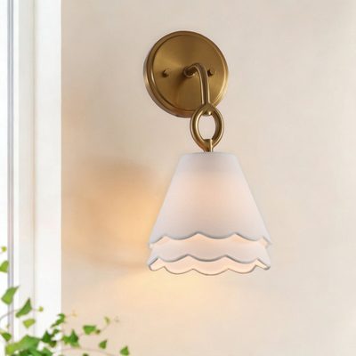 Scalloped Steel and Fabric Shade Recessed Wall Light