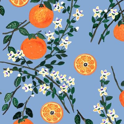 Arance Dolci Wallpaper by Carly Beck – Blue