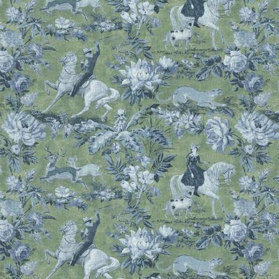 Cowboy Toile Wallpaper by Nathan Turner – Green Blue