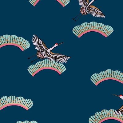 Cranes In Clouds Wallpaper by Carly Beck – Peacock