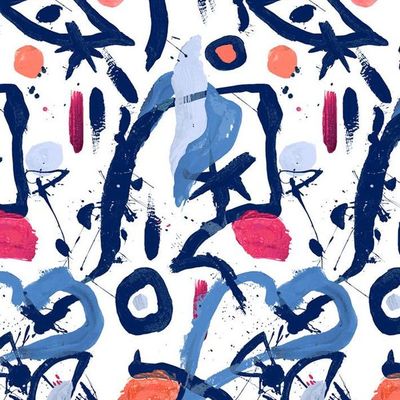 El Quijote Wallpaper by Chris Benz – Multi / Blue / Coral