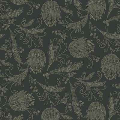 Eleanor Rigby Wallpaper by Wallshoppe – Charcoal / Umber
