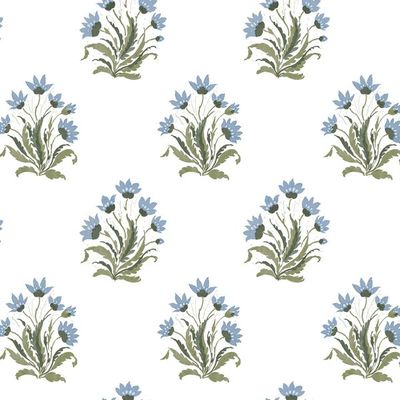 Hillhouse Block Print Small Wallpaper by Nathan Turner – Blue Green