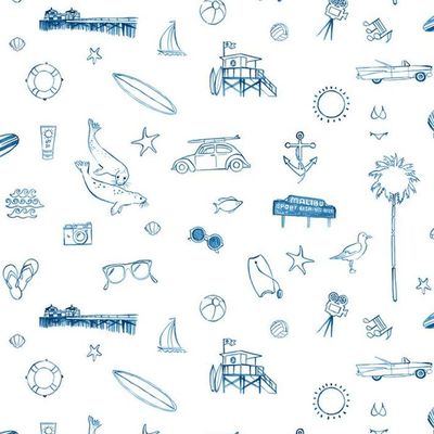 Malibu Wallpaper by Nathan Turner – Blue On White
