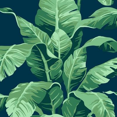 Pacifico Palm Wallpaper by Nathan Turner – Green on Indigo