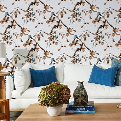 Persimmon Birds Wallpaper by Nathan Turner – Washed Sienna