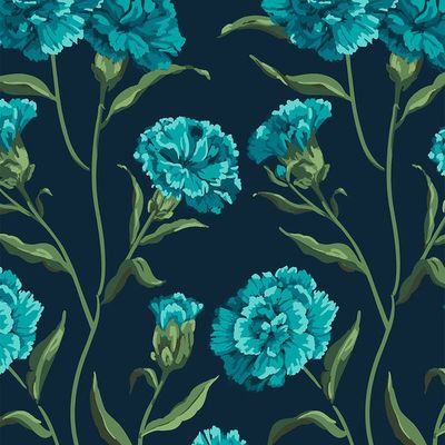 Townhouse Wallpaper by Sarah Jessica Parker – Peacock on Deep Navy