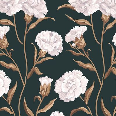 Townhouse Wallpaper by Sarah Jessica Parker – Pearl on Deep Navy