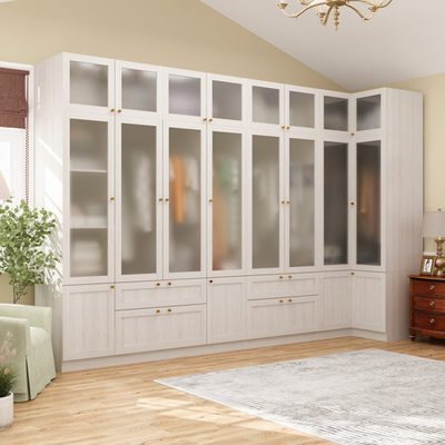 Cheadle Modern Wardrobe Set with 3 Wardrobes and Top Cabinets