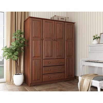 Musman Family 100% Solid Wood 4-Door Wardrobe Armoire