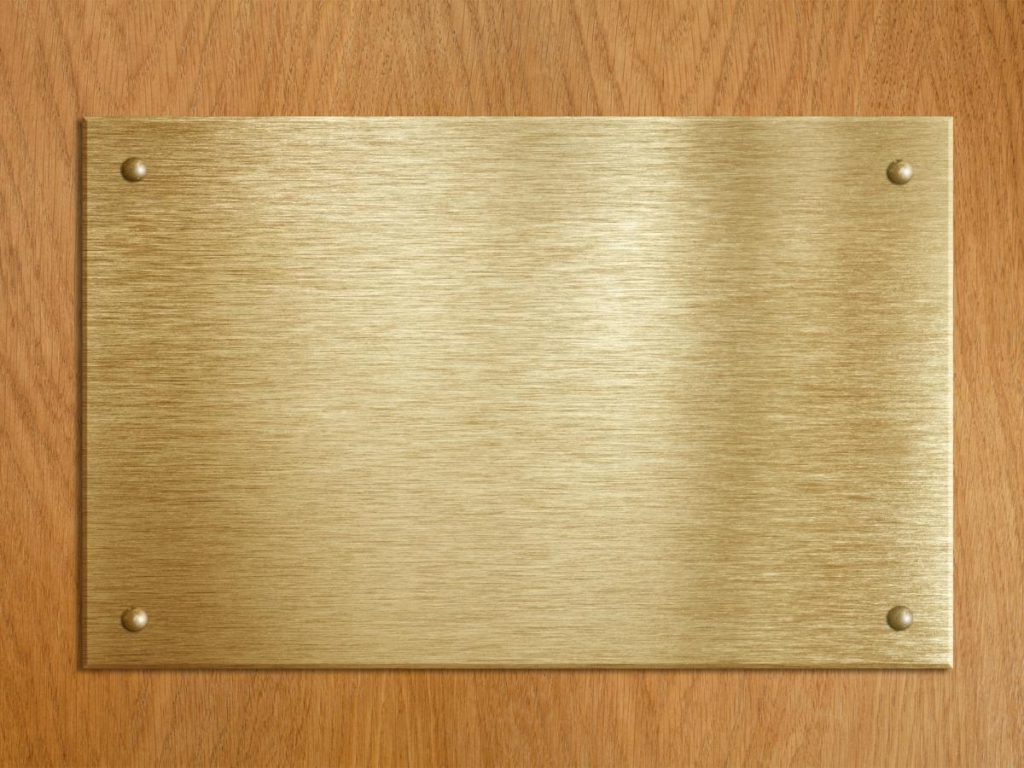 brass sign board