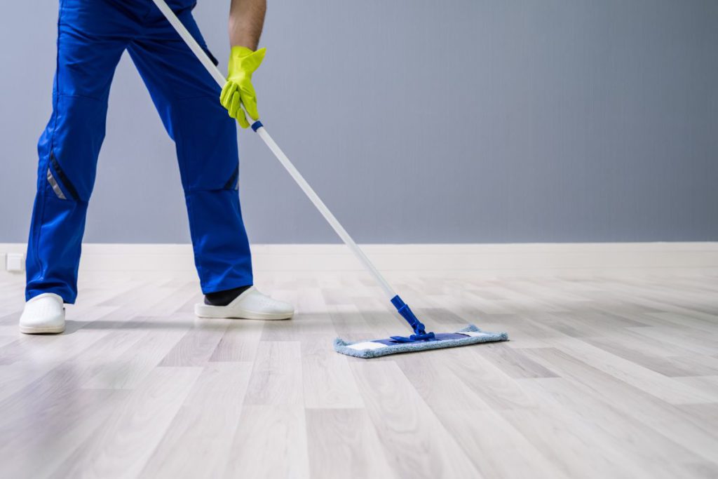 cleaning gray laminate floor
