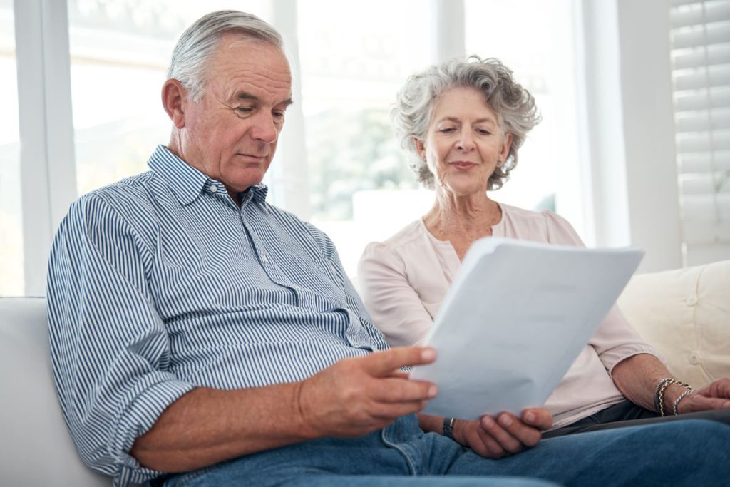 Old couple looking their apartment quiet hours policy